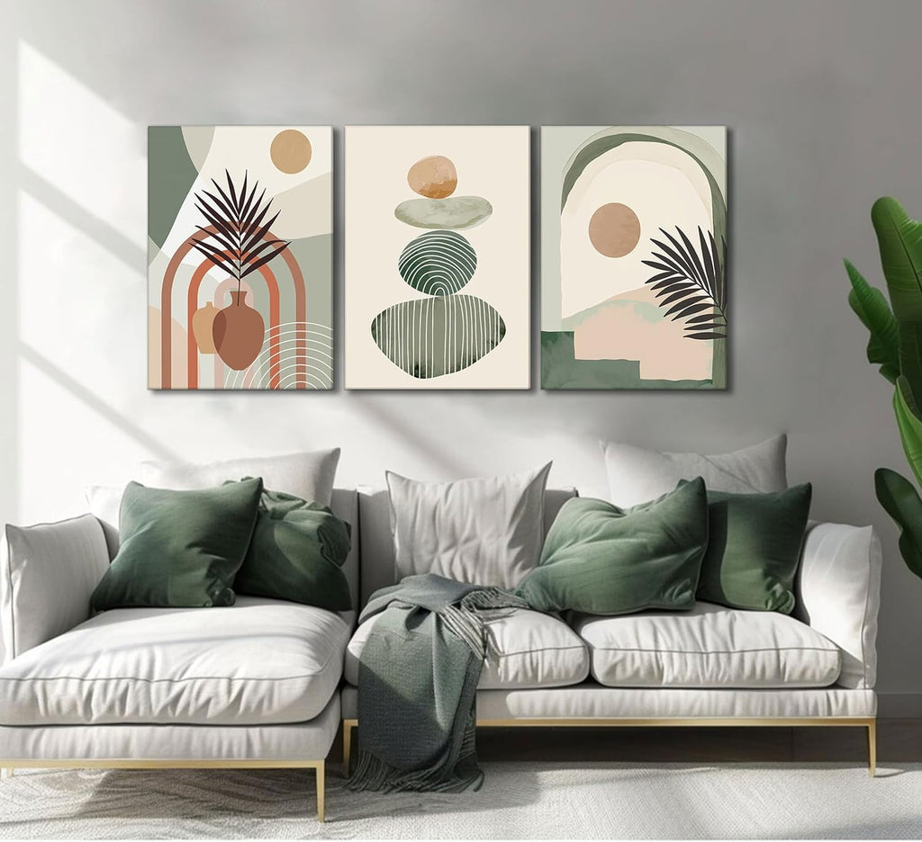 Set de 3 Toiles Décoratives Bohèmes | Prêtes à Accrocher | 30 x 40 cm
