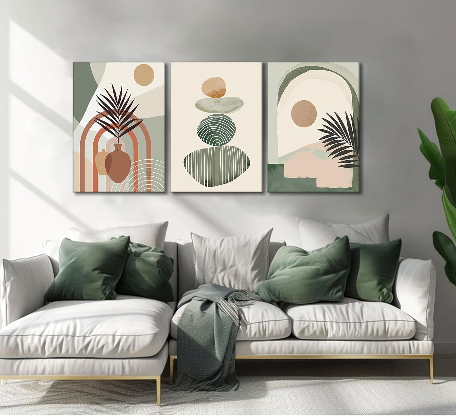 Set de 3 Toiles Décoratives Bohèmes | Prêtes à Accrocher | 30 x 40 cm