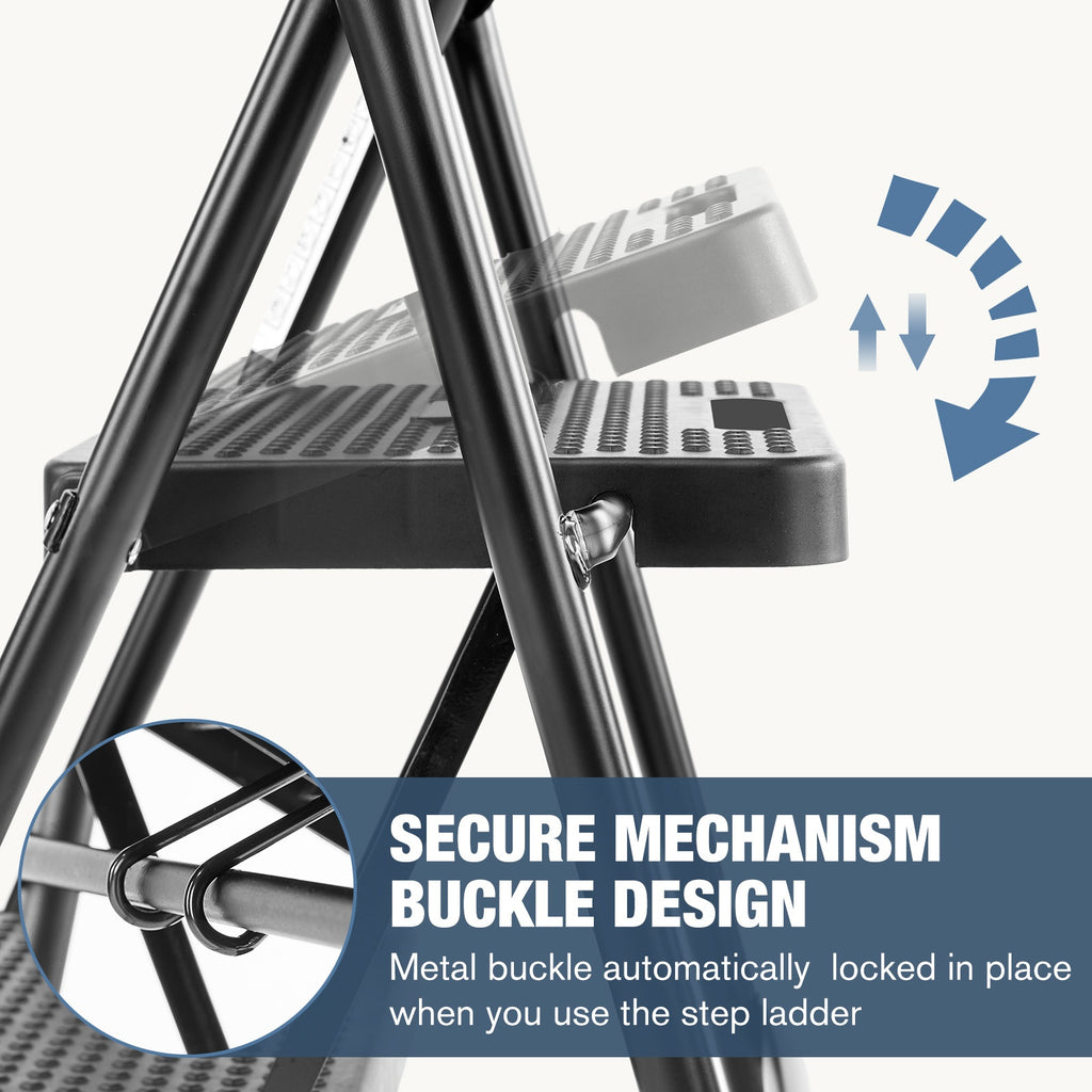 Escabeau Portable | 2 ou 3 Marches | Boucle de Sécurité