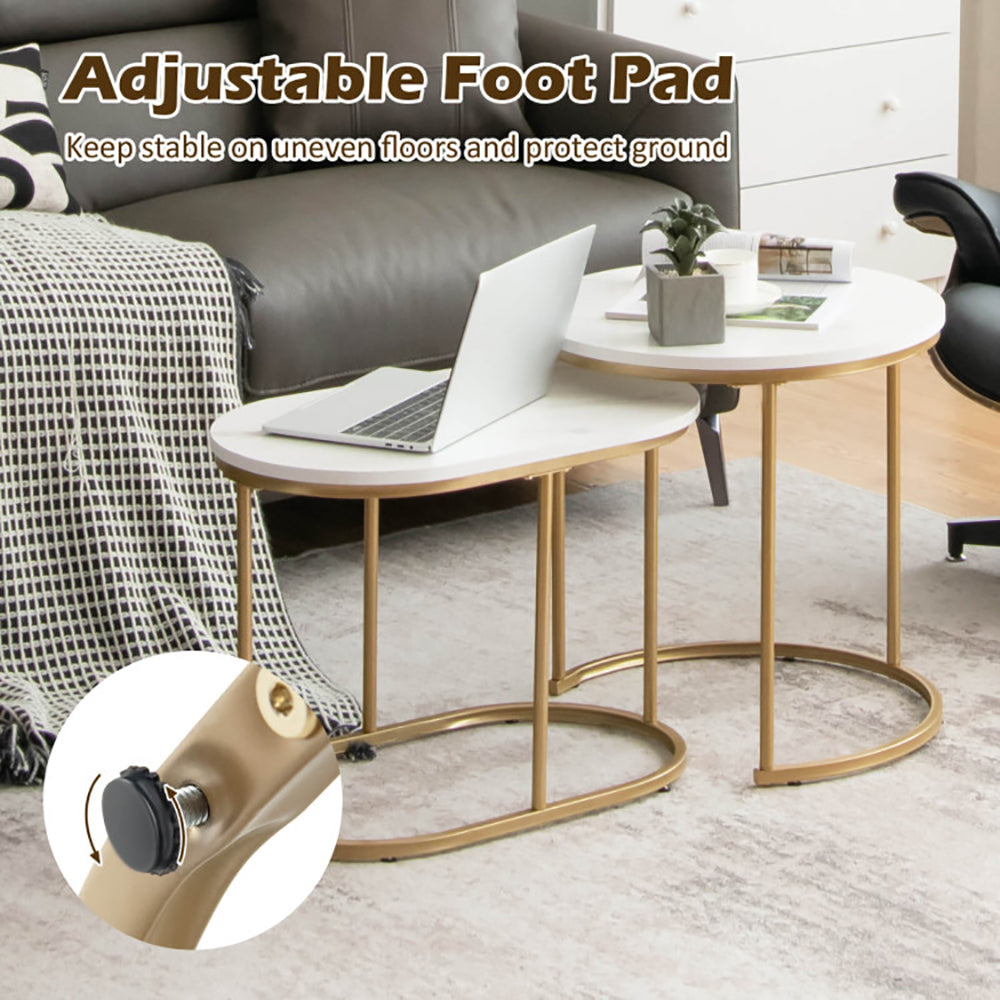 Ensemble de 2 Tables Gigognes | Effet Marbre & Or | Style Moderne