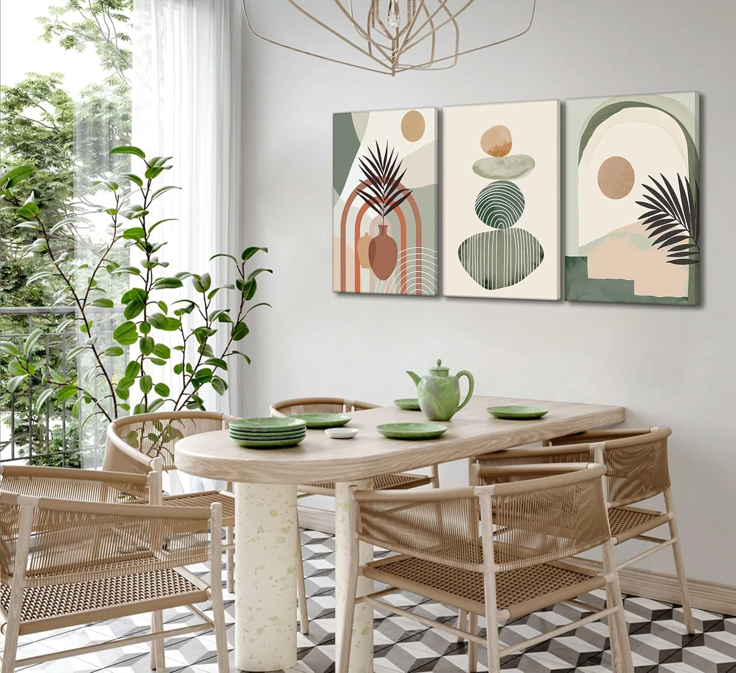 Set de 3 Toiles Décoratives Bohèmes | Prêtes à Accrocher | 30 x 40 cm