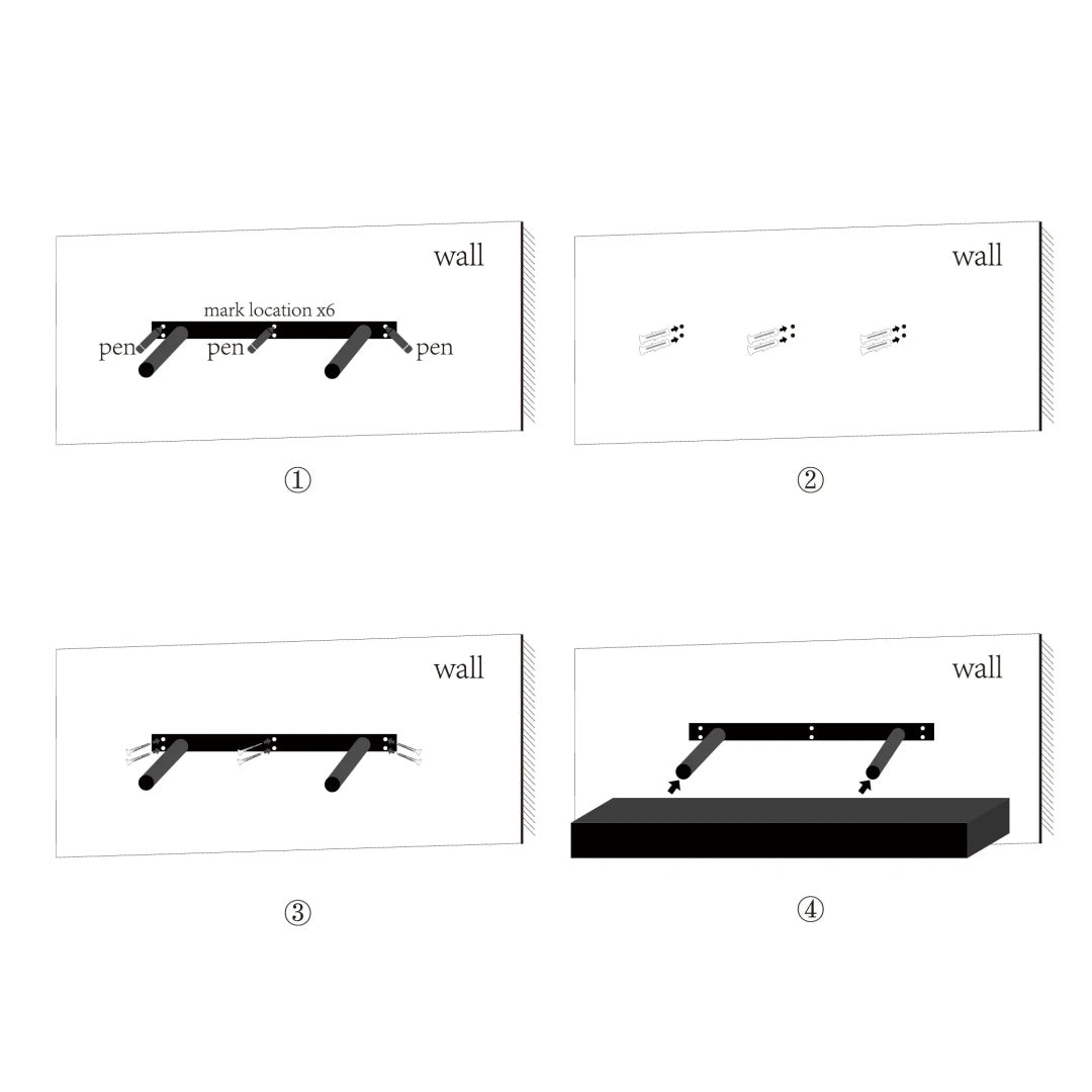 Étagères Flottantes Murales 46 cm | Supports Invisibles | Noir
