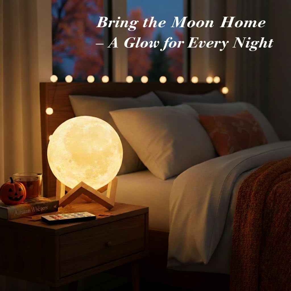 Lampe Lune LED 16 Couleurs | Veilleuse avec Télécommande & Socle