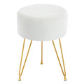 Tabouret Rond en Fausse Fourrure | Rangement Caché 10L | 3 Pieds Métal
