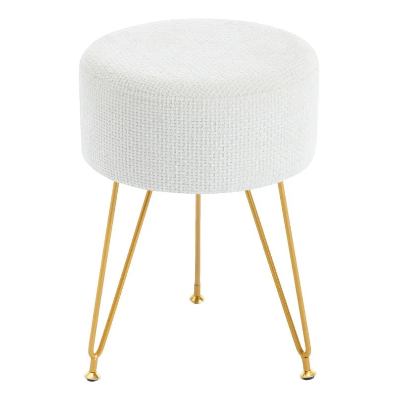 Tabouret Rond en Fausse Fourrure | Rangement Caché 10L | 3 Pieds Métal