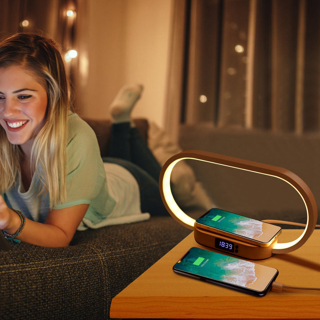 Lampe de Chevet Touch | Recharge Sans Fil & Horloge LED