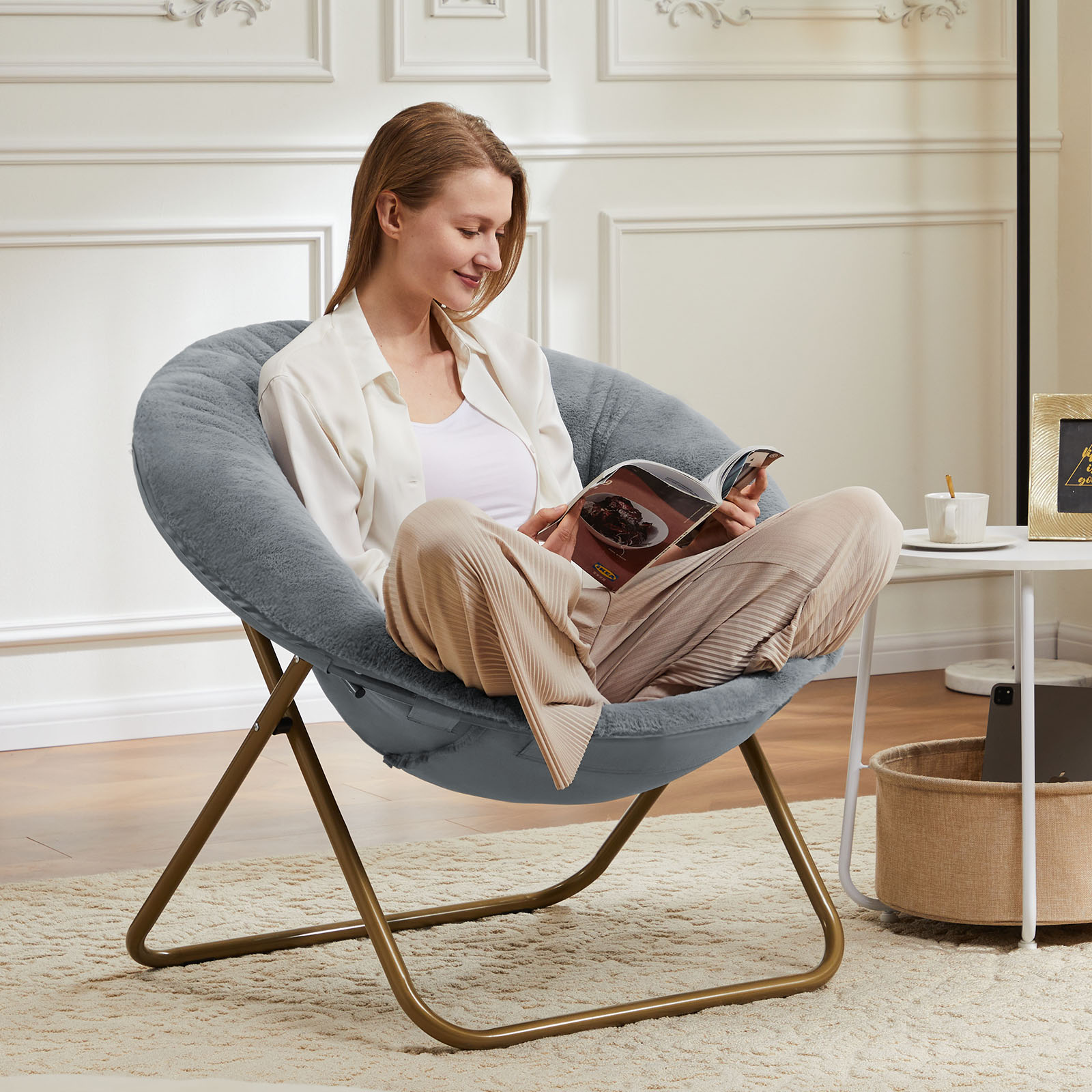 Chaise Disc en Fausse Fourrure | Salon & Chambre