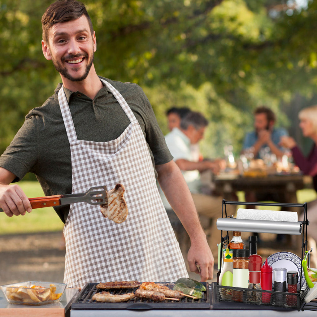 Organisateur de Cuisine & Barbecue | Caddy Métal Multifonction | Noir