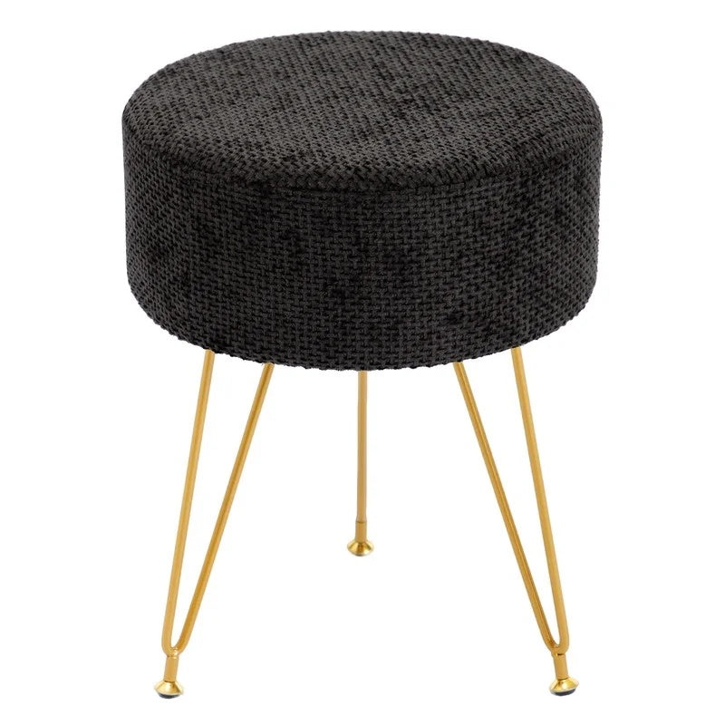 Tabouret Rond en Fausse Fourrure | Rangement Caché 10L | 3 Pieds Métal
