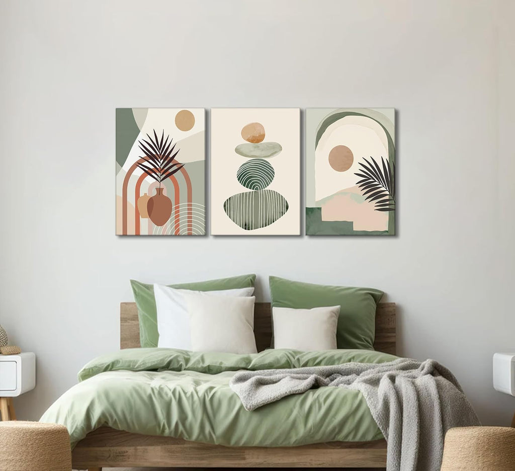 Set de 3 Toiles Décoratives Bohèmes | Prêtes à Accrocher | 30 x 40 cm