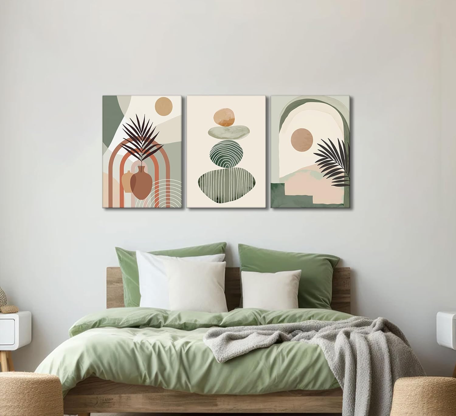 Set de 3 Toiles Décoratives Bohèmes | Prêtes à Accrocher | 30 x 40 cm