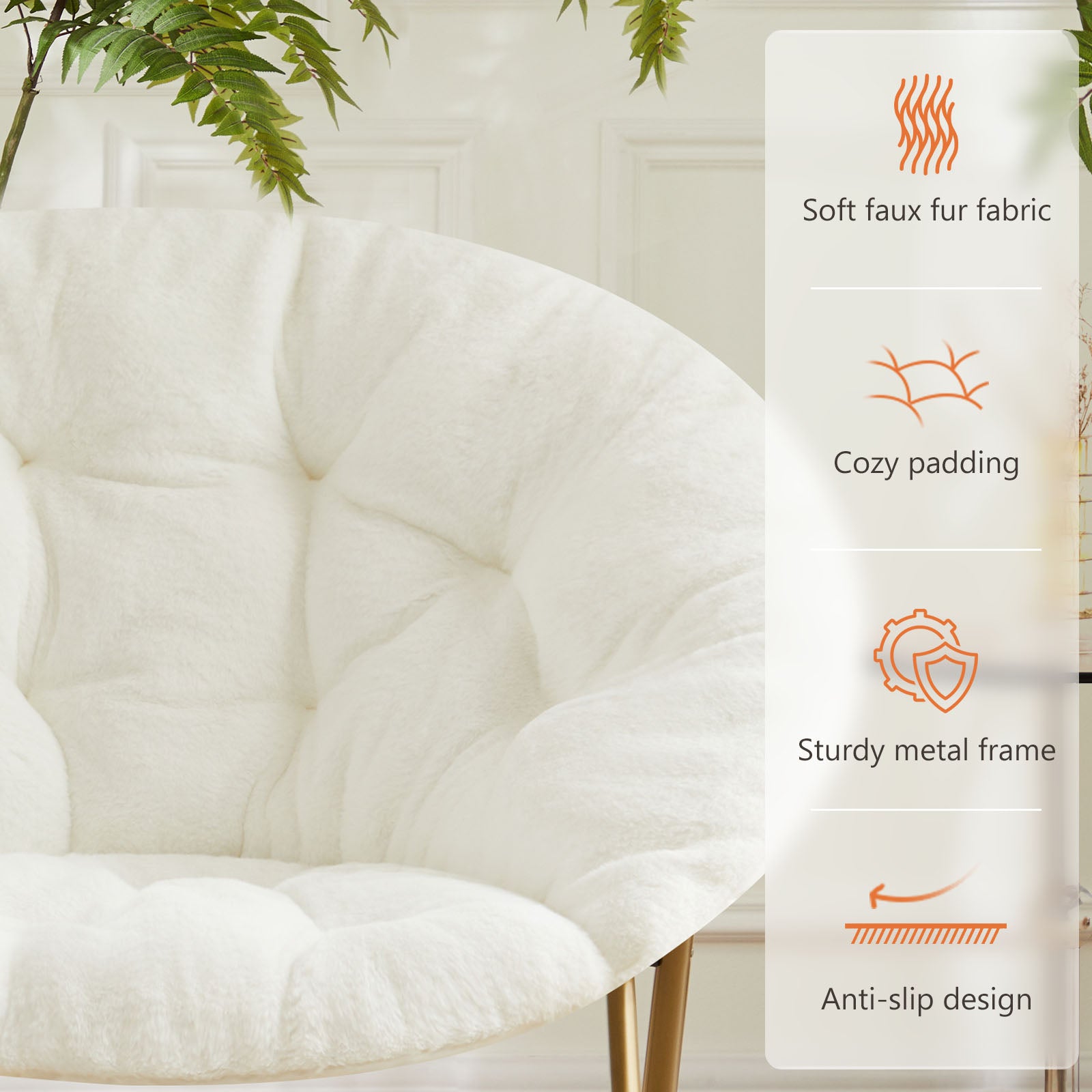 Chaise Disc en Fausse Fourrure | Salon & Chambre