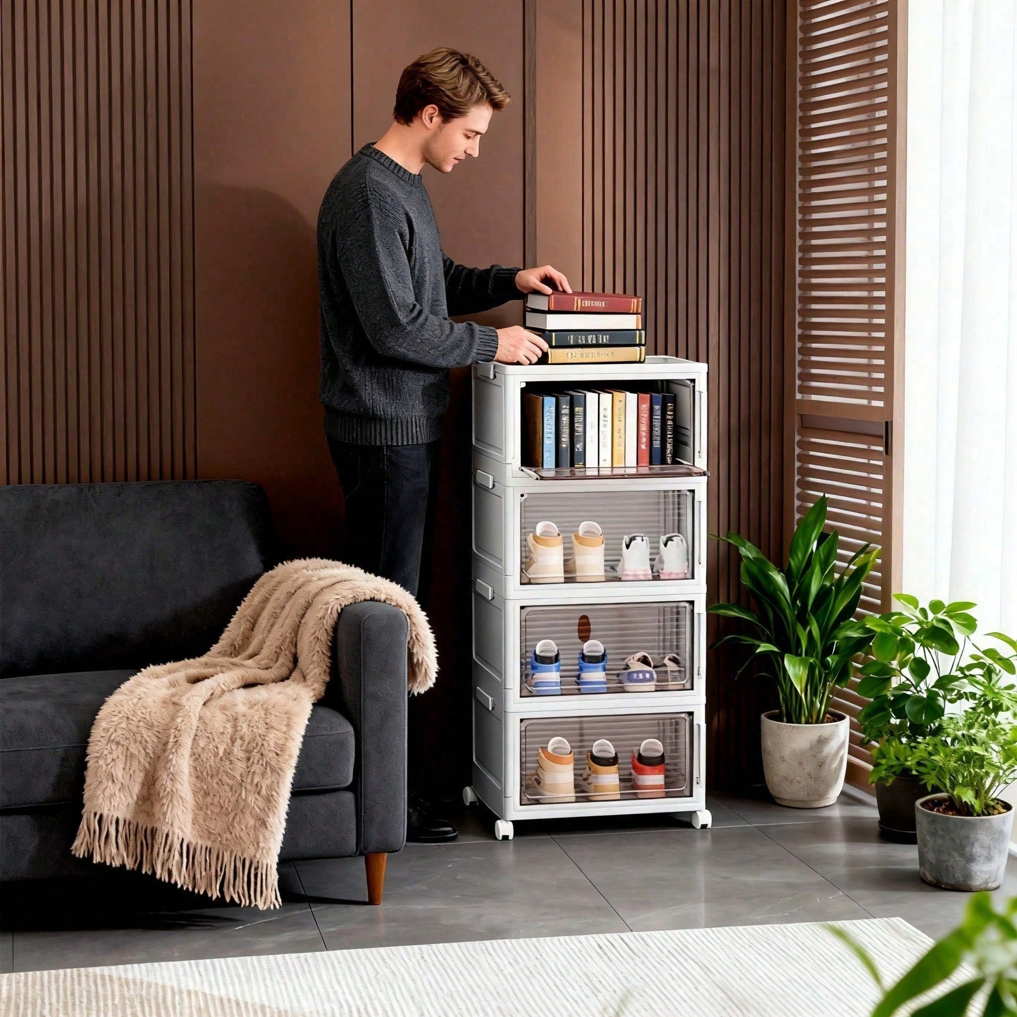 Armoire à Chaussures Empilable | Portes Transparentes | 3, 4 ou 6 Niveaux