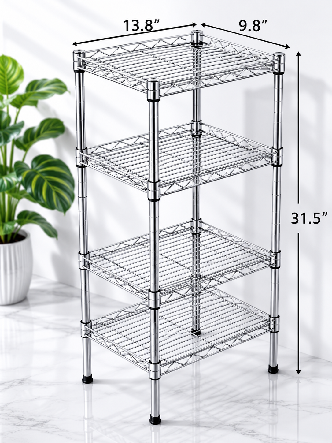 Étagère de Rangement 4 Niveaux | Acier Carbone | Hauteur Réglable | Gris