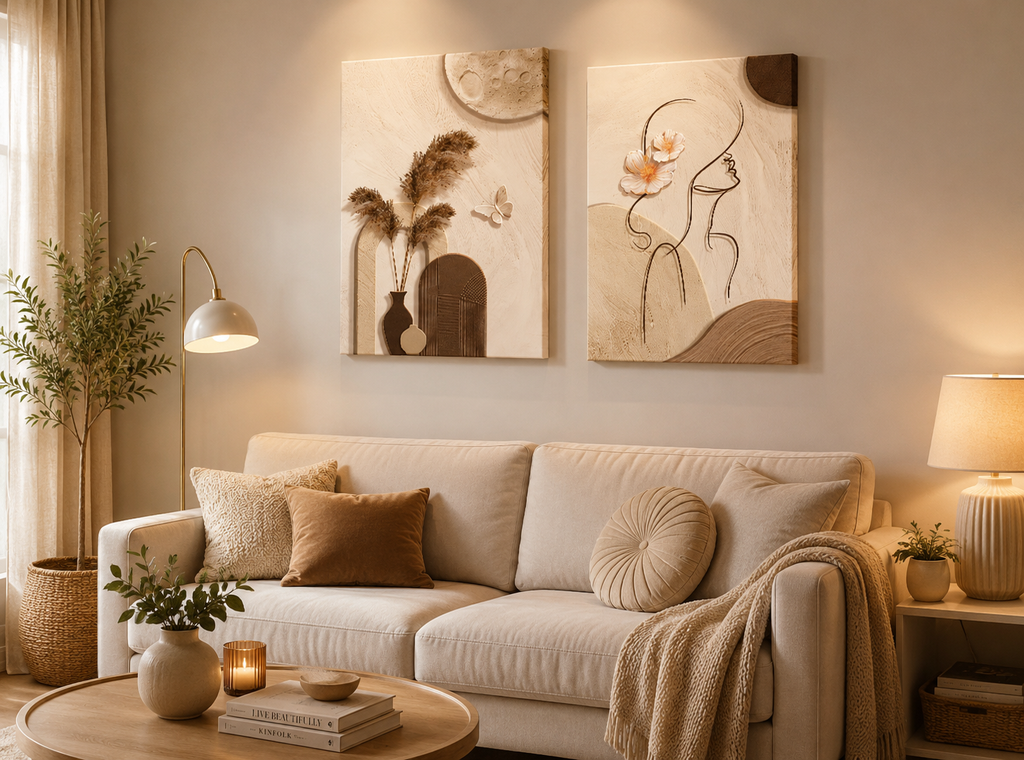 Tableau Décoratif | Style Crème & Personnages Abstraits