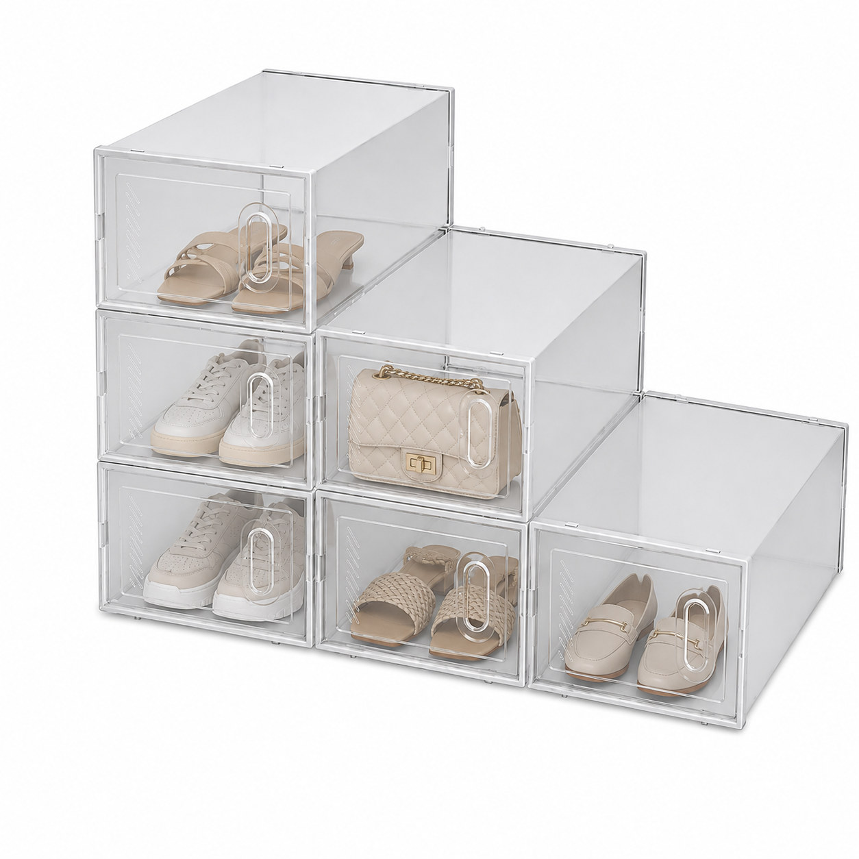 Boîtes à Chaussures Empilables Transparentes – Lot de 6