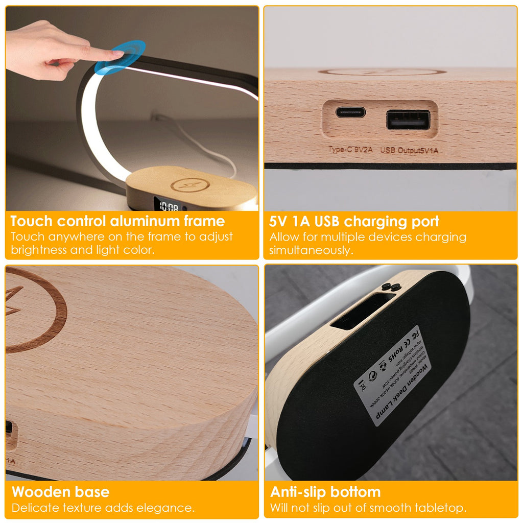 Lampe de Chevet Touch | Recharge Sans Fil & Horloge LED