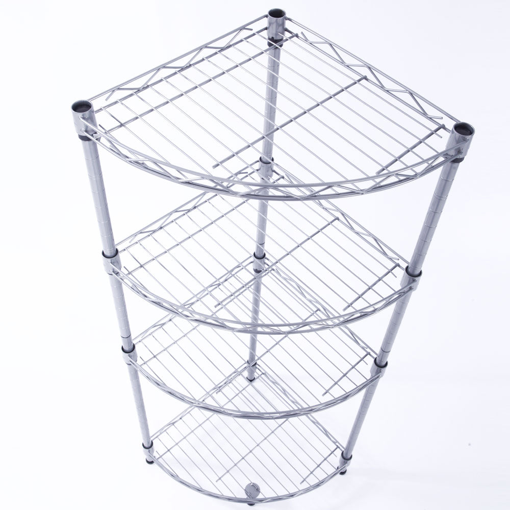Étagère d'Angle 4 Niveaux | Métal Acier | Argent
