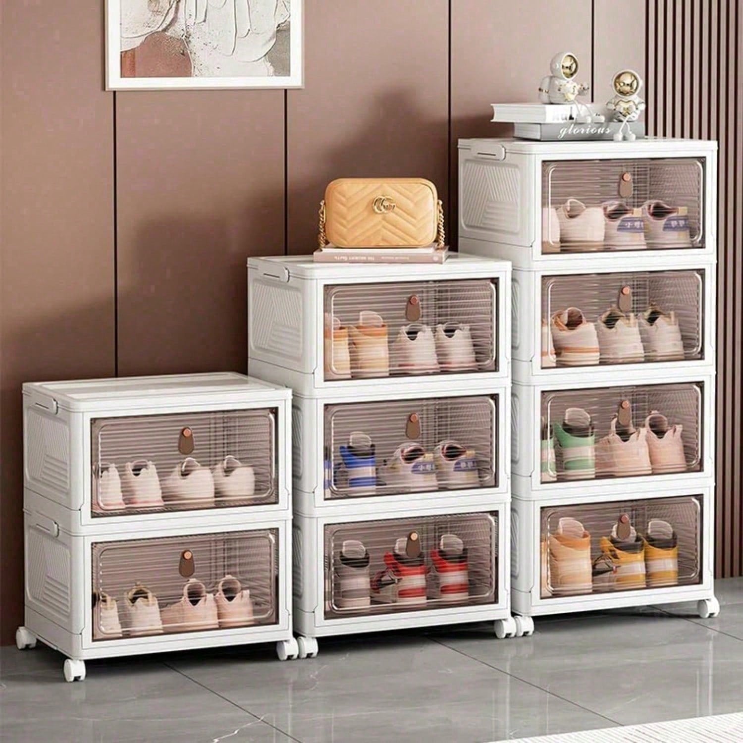 Armoire à Chaussures Empilable | Portes Transparentes | 3, 4 ou 6 Niveaux