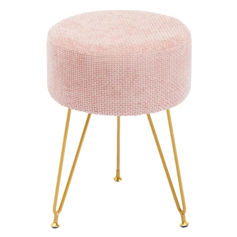 Tabouret Rond en Fausse Fourrure | Rangement Caché 10L | 3 Pieds Métal