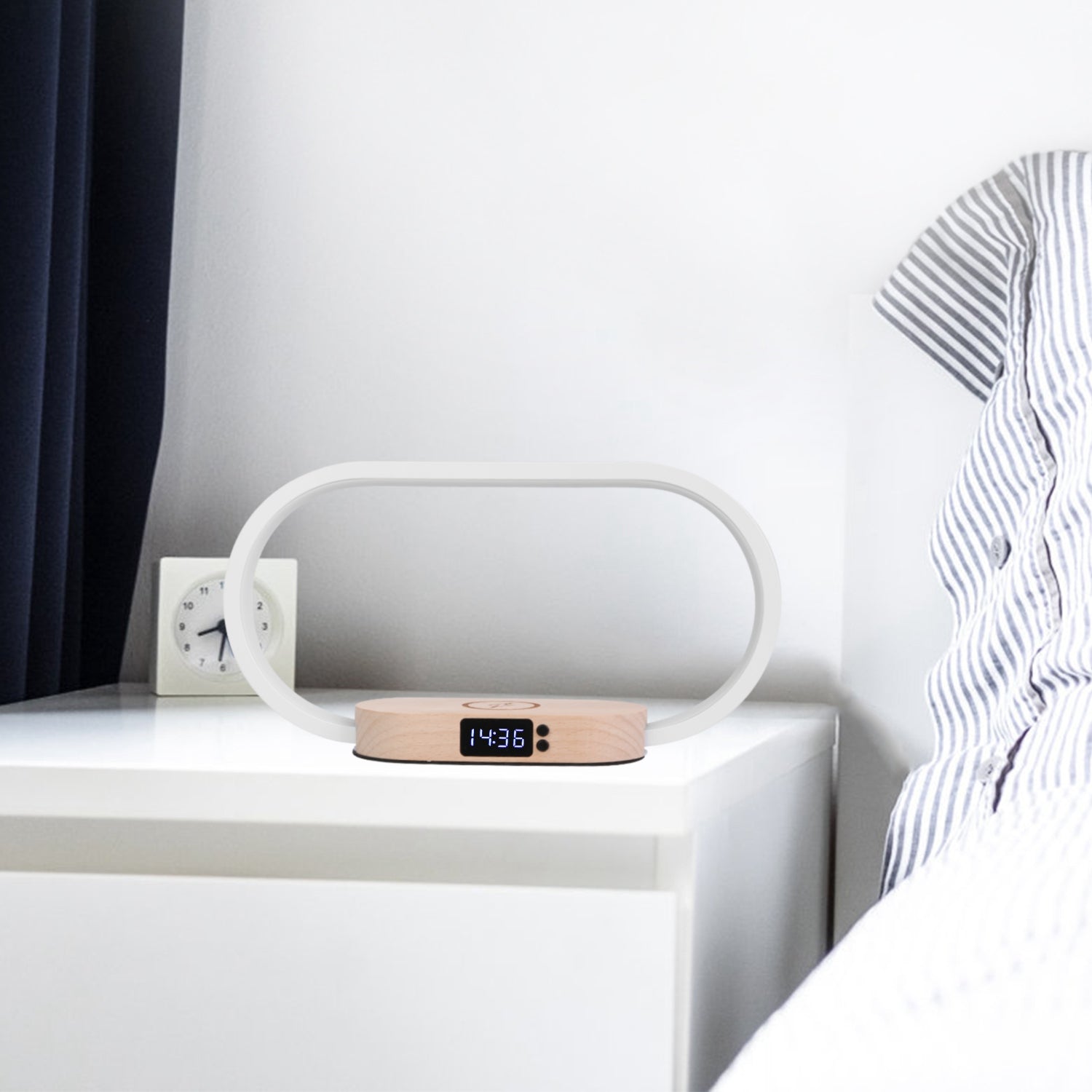 Lampe de Chevet Touch | Recharge Sans Fil & Horloge LED