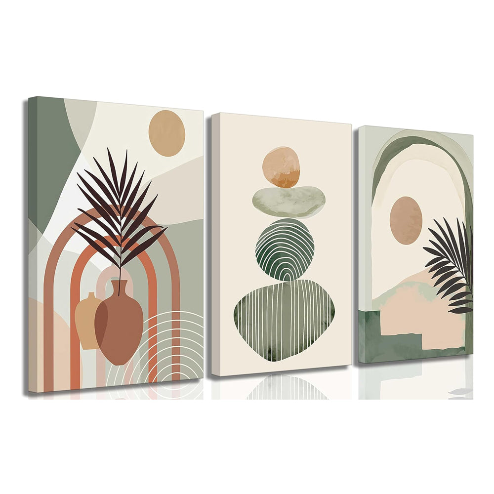 Set de 3 Toiles Décoratives Bohèmes | Prêtes à Accrocher | 30 x 40 cm
