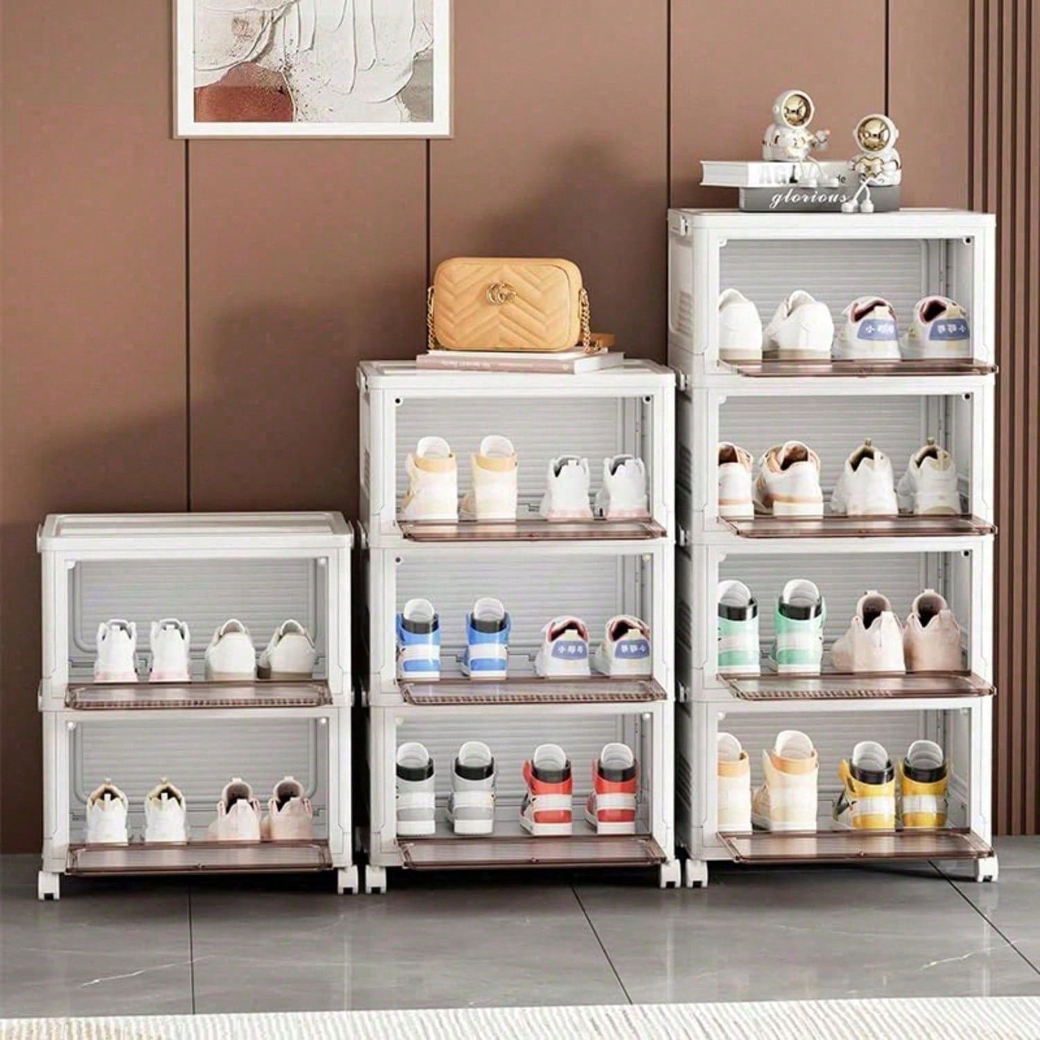 Armoire à Chaussures Empilable | Portes Transparentes | 3, 4 ou 6 Niveaux